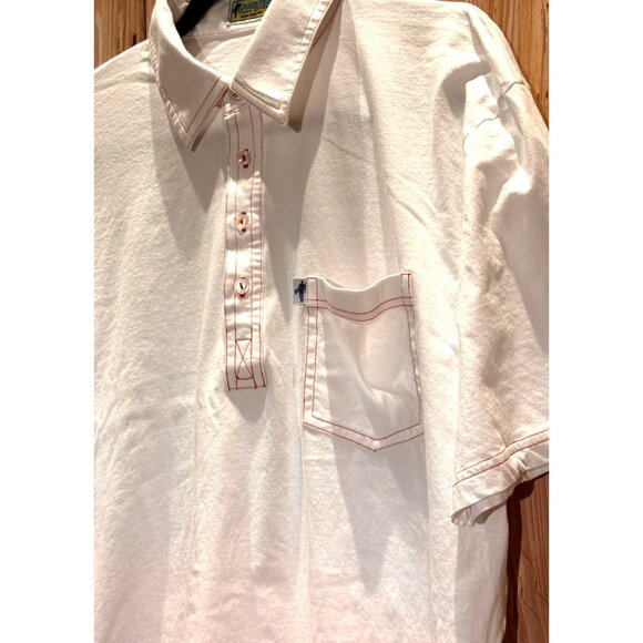 Dune Road Mens XL White Polo Shirt W/ Red Contrast Stitching & Pocket Casual Res - Picture 3 of 5